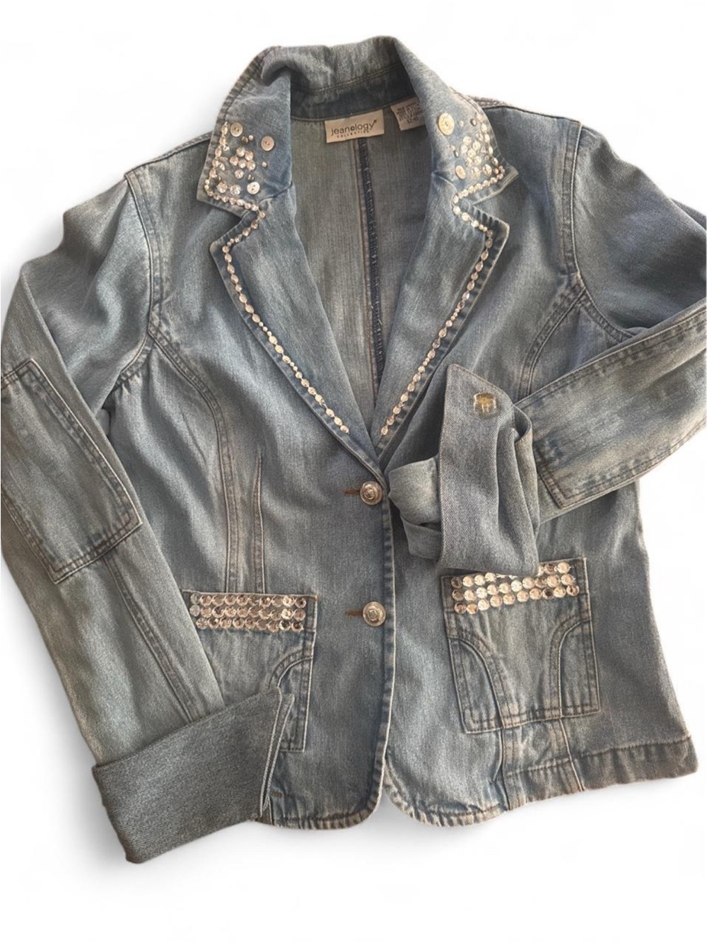 Vintage Y2K rhinestone denim jacket